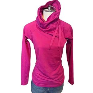 Nike Pro Dri Fit Long Sleeve Workout  Mock Neck Drawstring Pink Womens M